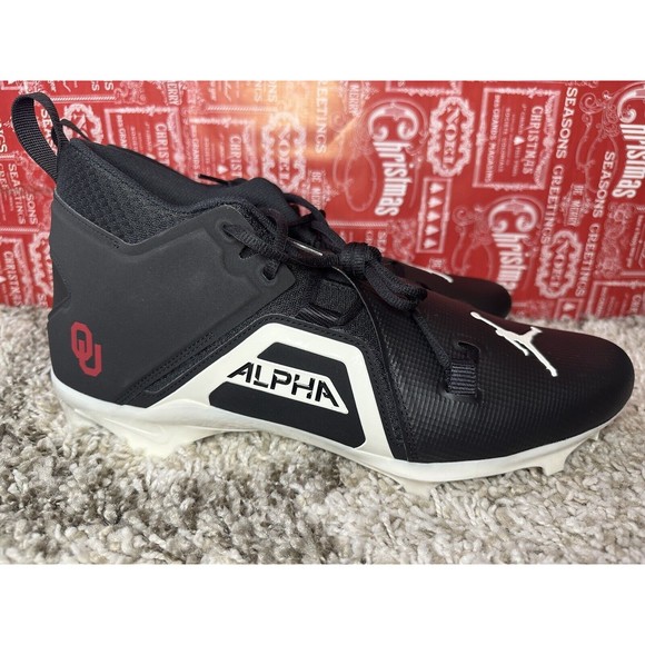 NIKE ALPHA MENACE PRO Oklahoma OU FOOTBALL CLEATS DH3368-004 Men SZ 15 New - Picture 2 of 5